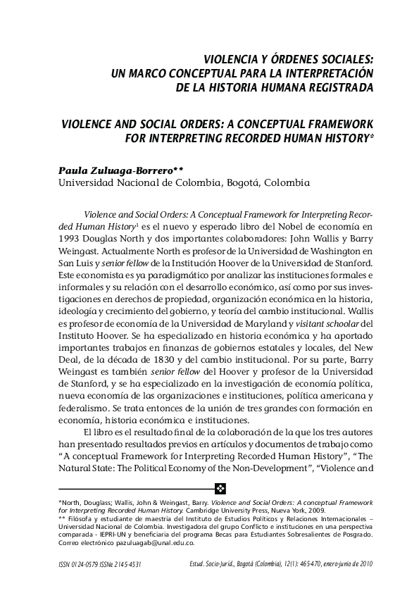 (PDF) Violence and Social Orders: A Conceptual Framework for ...