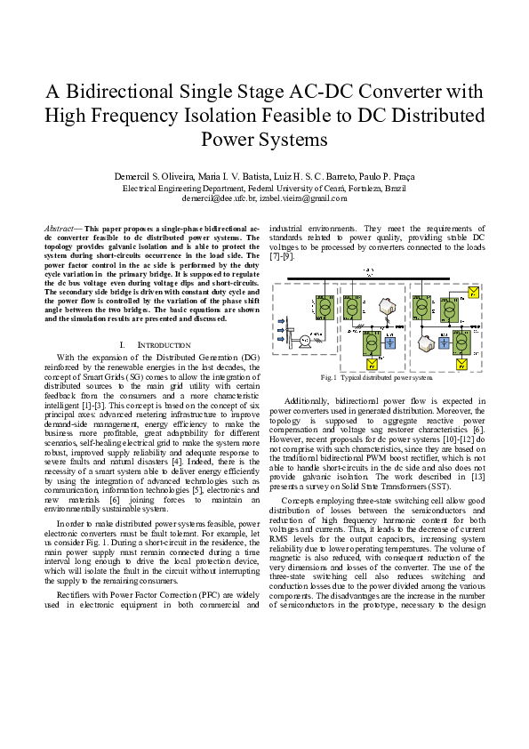 (PDF) A bidirectional single stage AC-DC converter with high frequency ...