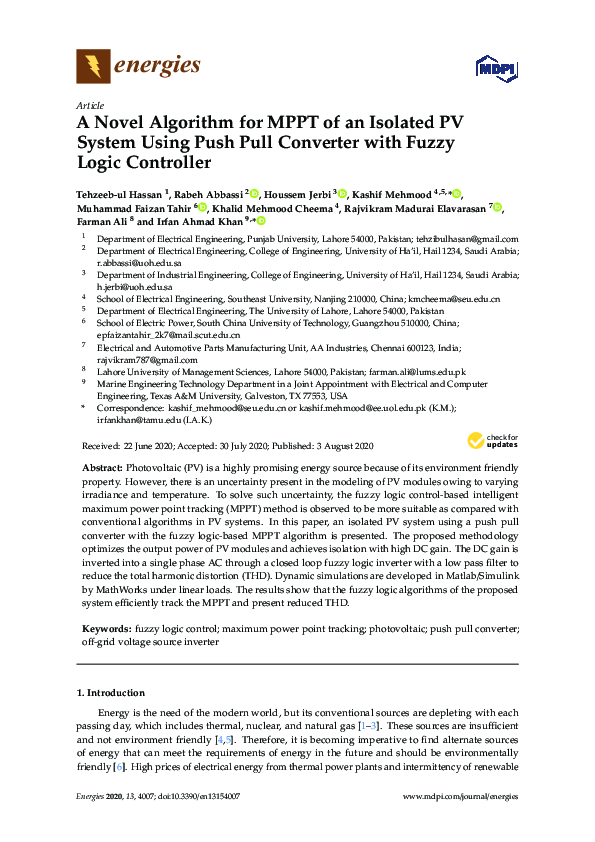 (PDF) A Novel Algorithm for MPPT of an Isolated PV System Using Push ...