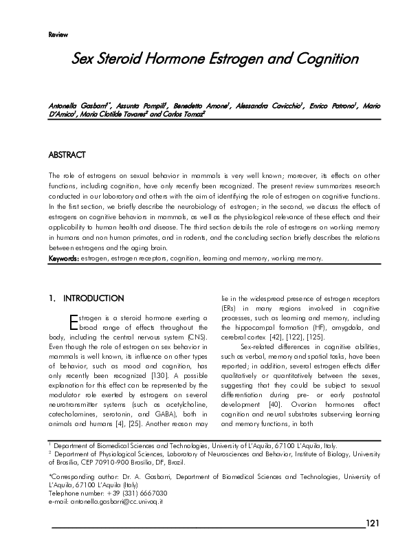 (PDF) Sex Steroid Hormone Estrogen and Cognition