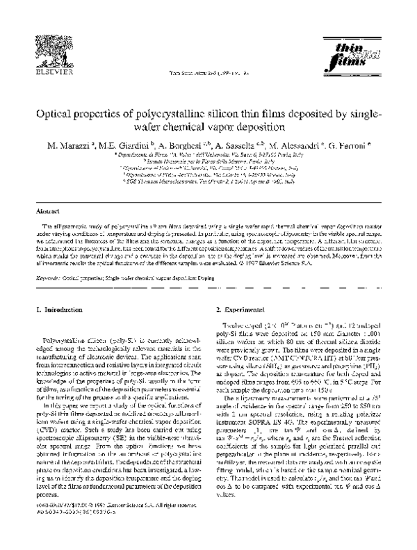 (PDF) Optical properties of polycrystalline silicon thin films ...