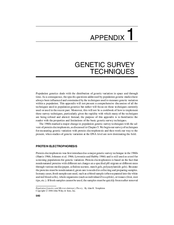 (PDF) Appendix 1: Genetic Survey Techniques