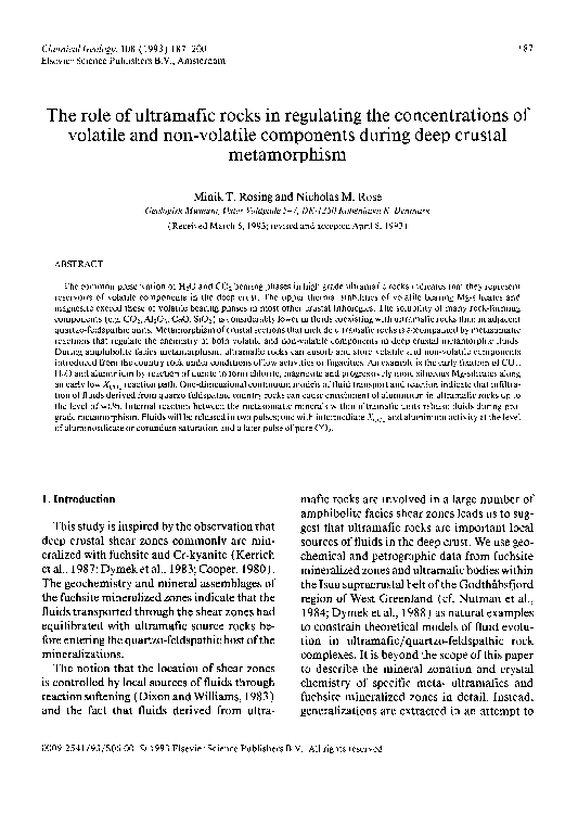(PDF) The role of ultramafic rocks in regulating the concentrations of ...