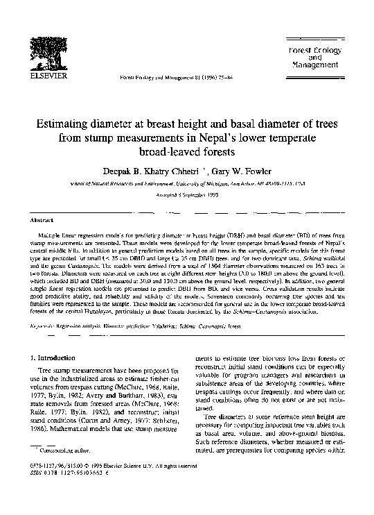 (PDF) Estimating diameter at breast height and basal diameter of trees ...