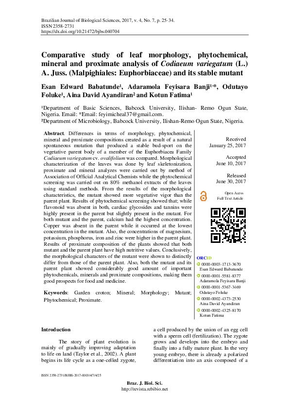 (PDF) Comparative study of leaf morphology, phytochemical, mineral and ...