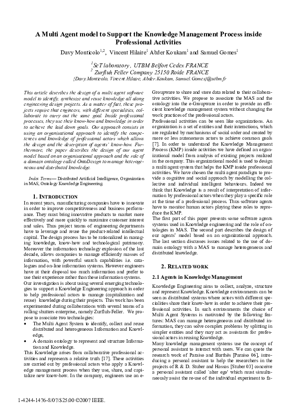 (PDF) A multi agent model to support the knowledge management process ...