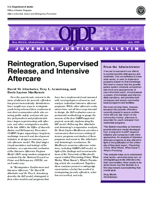 (PDF) Reintegration, Supervised Release, and Intensive