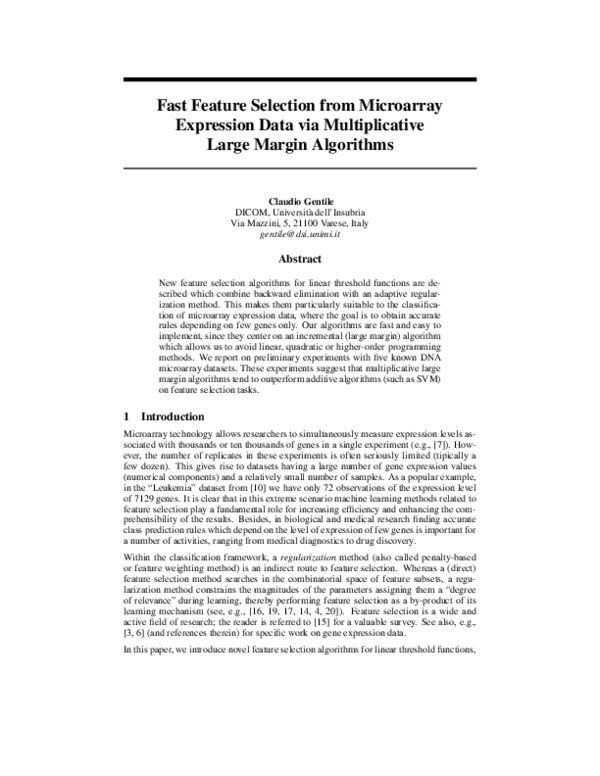 (PDF) Fast feature selection from microarray expression data via ...