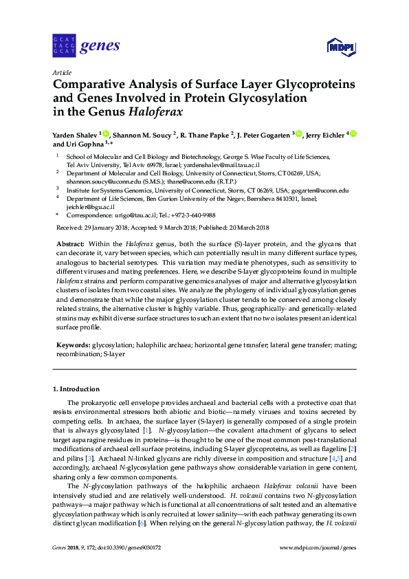(PDF) Comparative Analysis of Surface Layer Glycoproteins and Genes ...