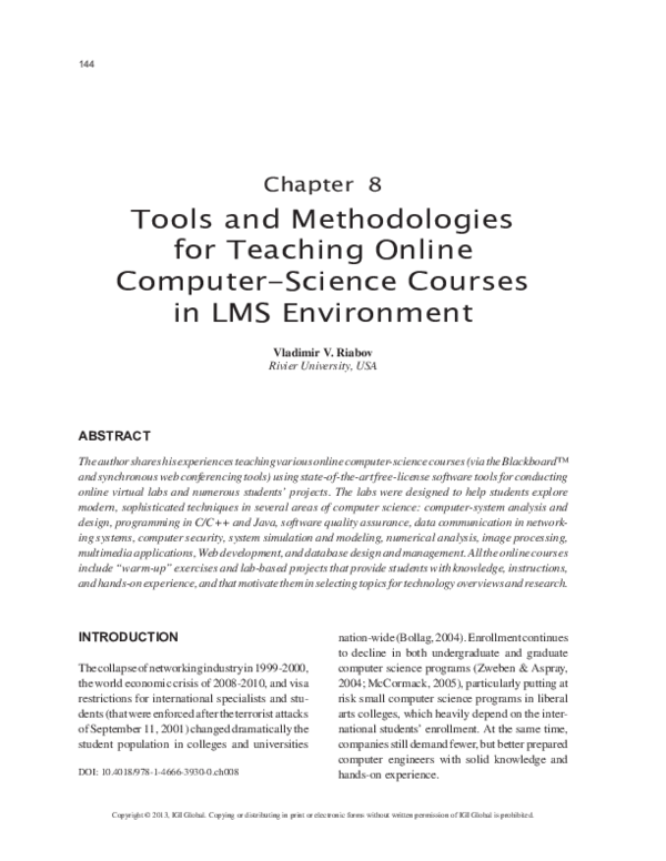 (PDF) Tools and Methodologies for Teaching Online Computer-Science ...