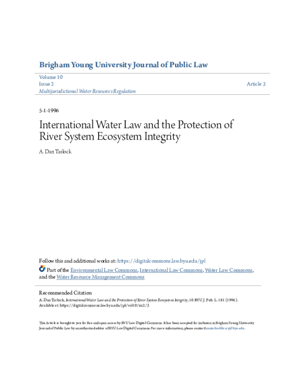 (PDF) International Water Law and the Protection of River System ...