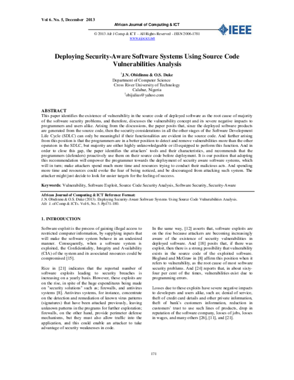 (PDF) Deploying Security-Aware Software Systems Using Source Code ...