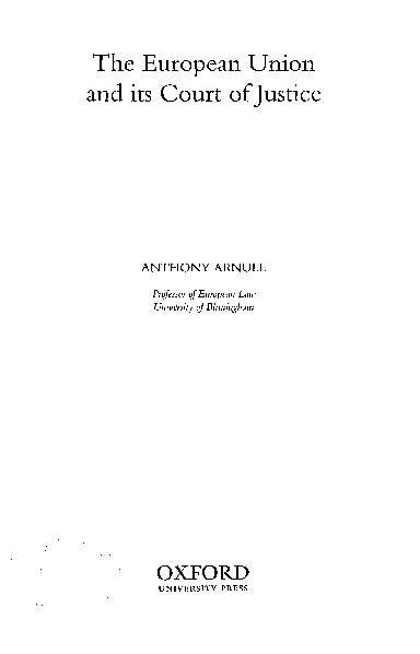 (PDF) The European Union and its Court of Justice