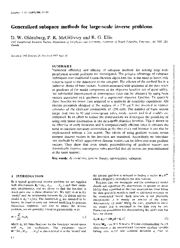 (PDF) Generalized Subspace Methods For Large-Scale Inverse Problems
