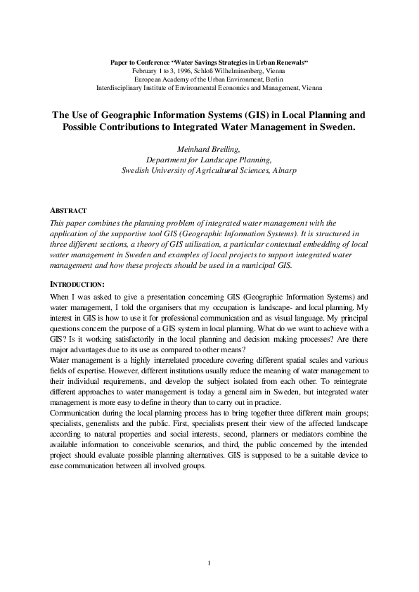 (PDF) The Use of Geographic Information Systems (GIS) in Local Planning ...