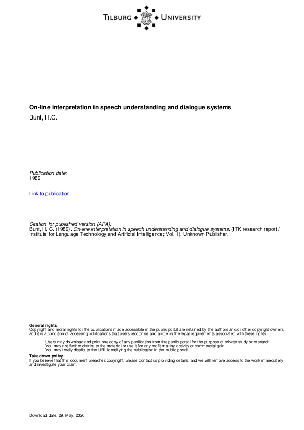 (PDF) On-line Interpretation in Speech Understanding and Dialogue Systems