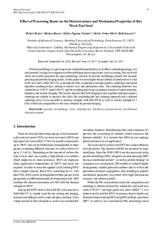(PDF) Effect of processing route on microstructure and texture ...