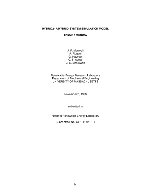 (PDF) HYBRID2- a Hybrid System Simulation Model Theory Manual
