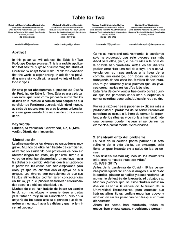 (PDF) Table for Two