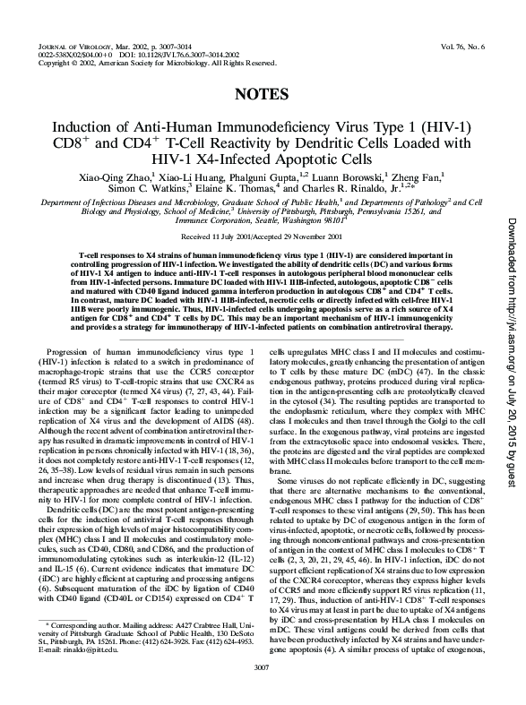 (PDF) Induction of Anti-Human Immunodeficiency Virus Type 1 (HIV-1) CD8 ...