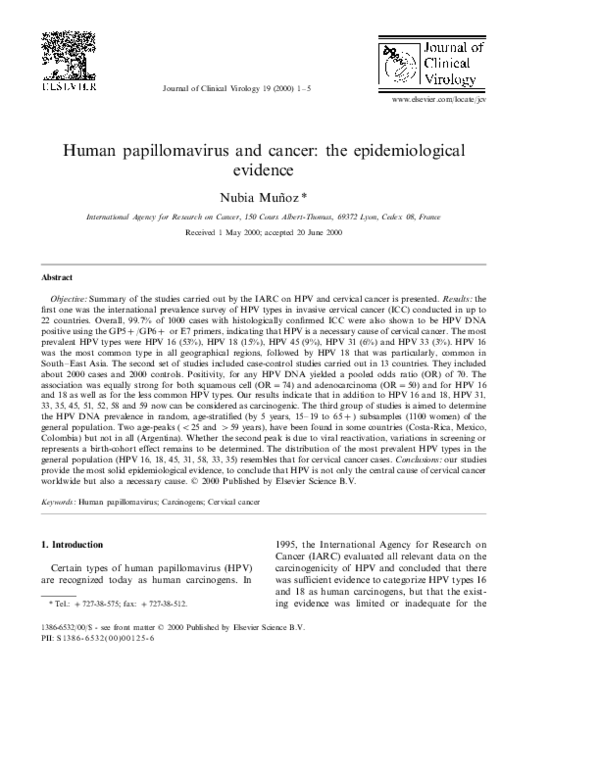 (PDF) Human papillomavirus and cancer: the epidemiological evidence
