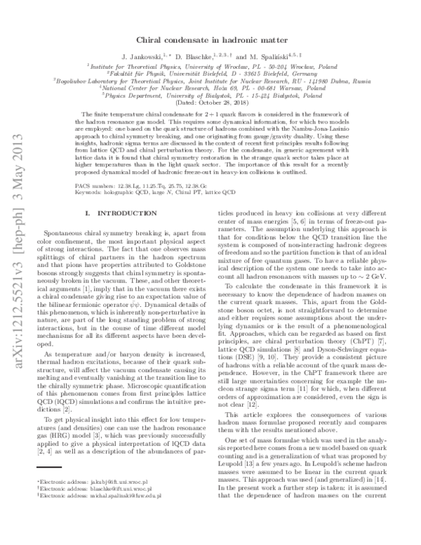 (PDF) Chiral condensate in hadronic matter