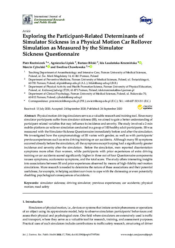 (PDF) Exploring the ParticipantRelated Determinants of Simulator