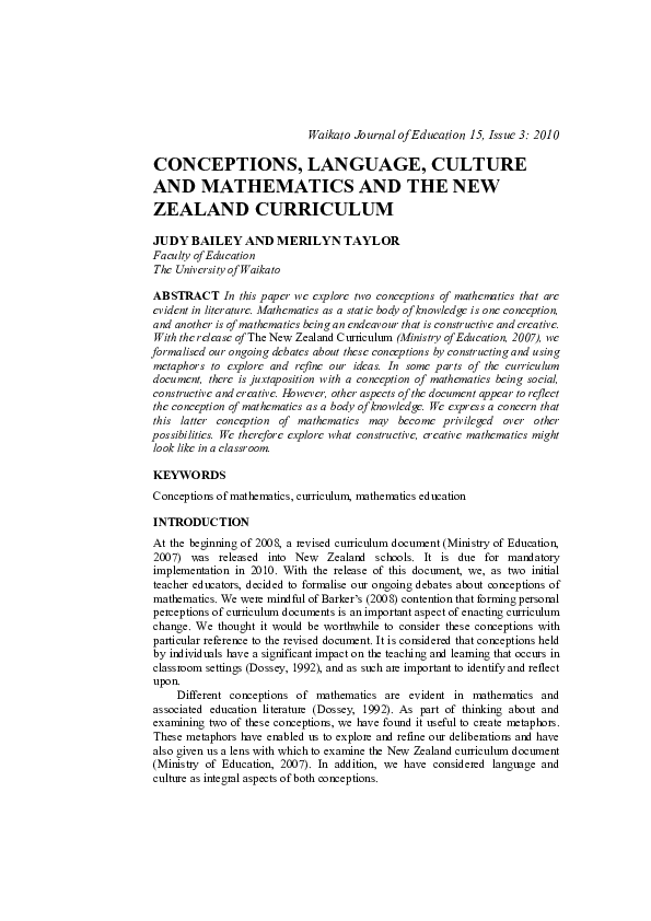 (PDF) Conceptions, language, culture and mathematics and the New ...