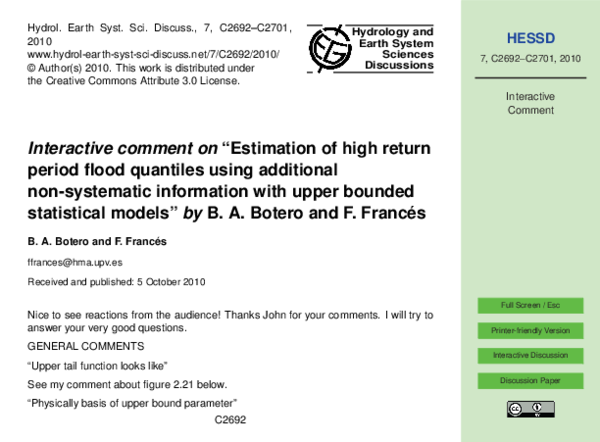 (PDF) Estimation of high return period flood quantiles using additional ...