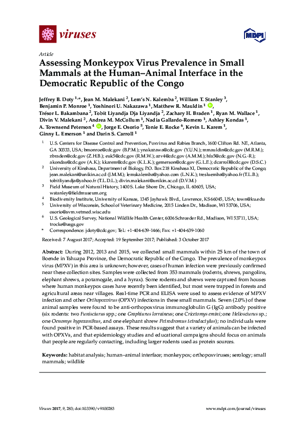 (PDF) Assessing Monkeypox Virus Prevalence in Small Mammals at the ...