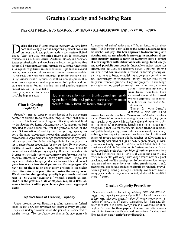 (PDF) Grazing capacity and stocking rate