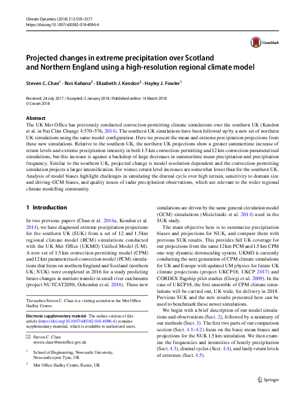 (PDF) Projected changes in extreme precipitation over Scotland and ...