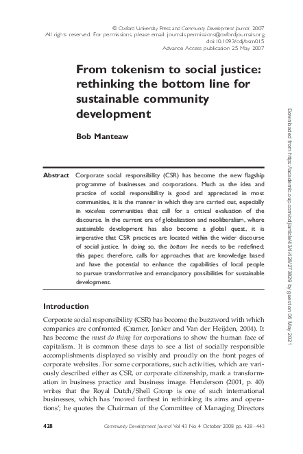  PDF From Tokenism To Social Justice Rethinking The Bottom Line For 