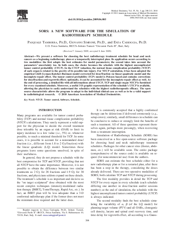 (PDF) SORS: A New Software for the Simulation of Radiotherapy Schedule