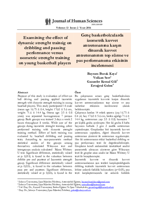 (PDF) Examining the effect of dynamic strenght trainıig on dribbling ...