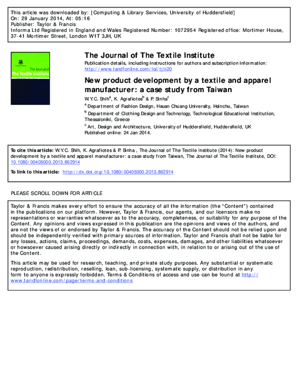 (PDF) New product development by a textile and apparel manufacturer: a ...