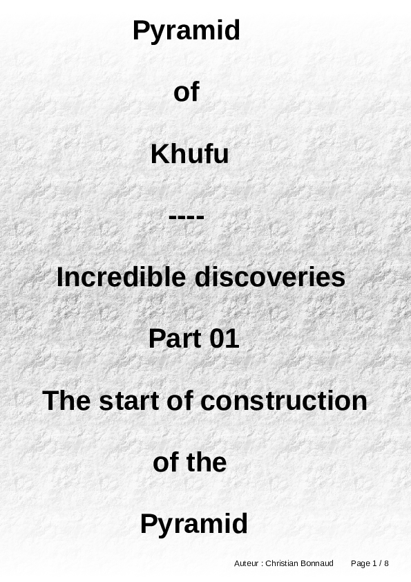 (PDF) Pyramid of Khufu - Incredible discoveries - Part 01 - The start ...