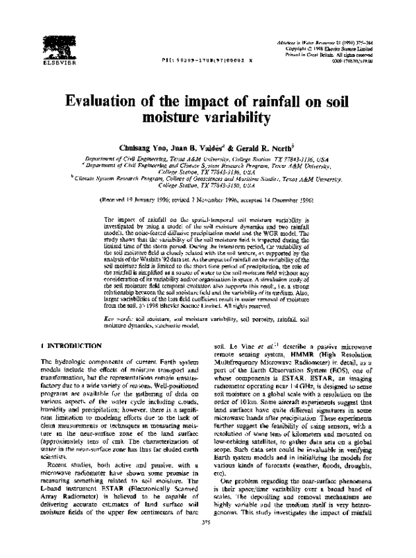 (PDF) Evaluation of the impact of rainfall on soil moisture variability