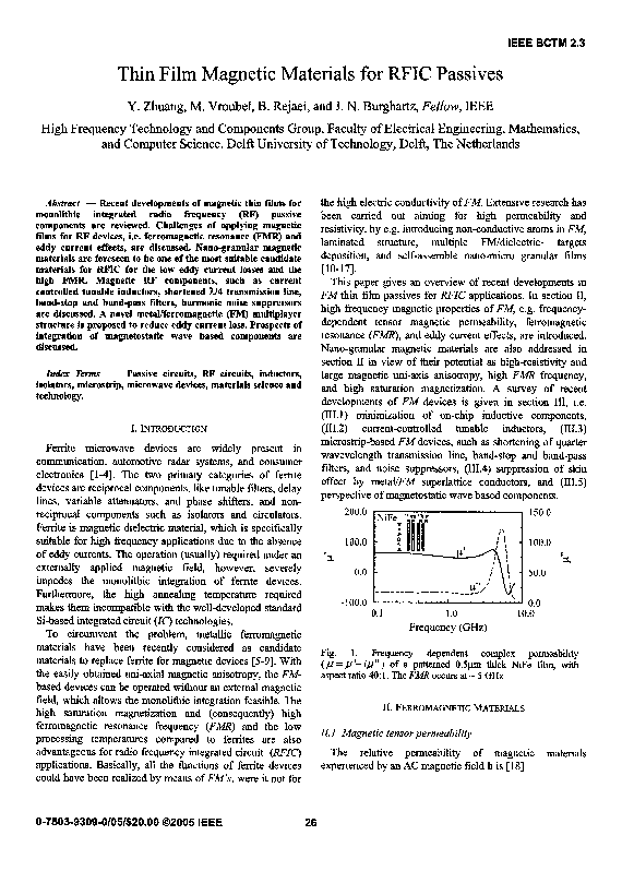 (PDF) Thin film magnetic materials for RFIC passives