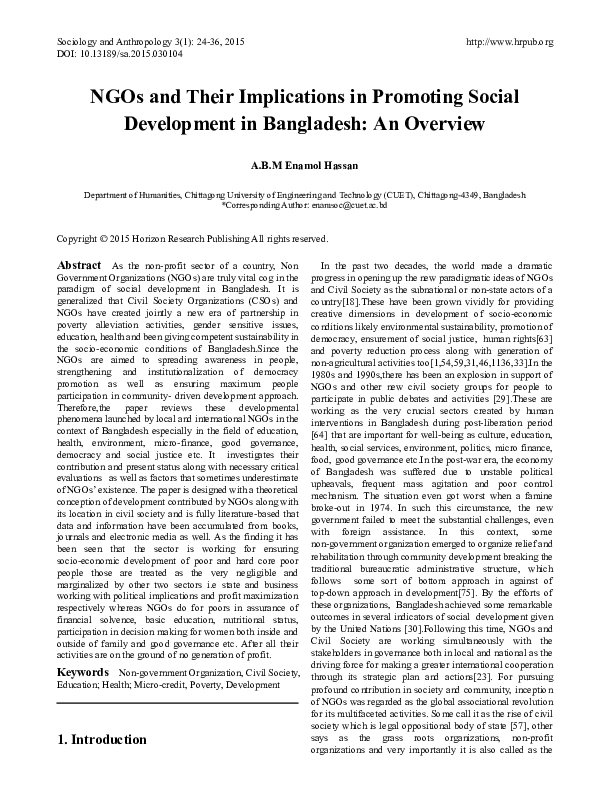 (PDF) NGOs and Their Implications in Promoting Social Development in ...