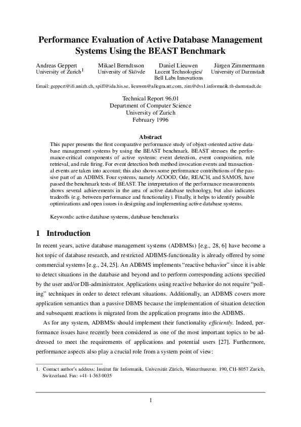 (PDF) Performance evaluation of active database management systems ...