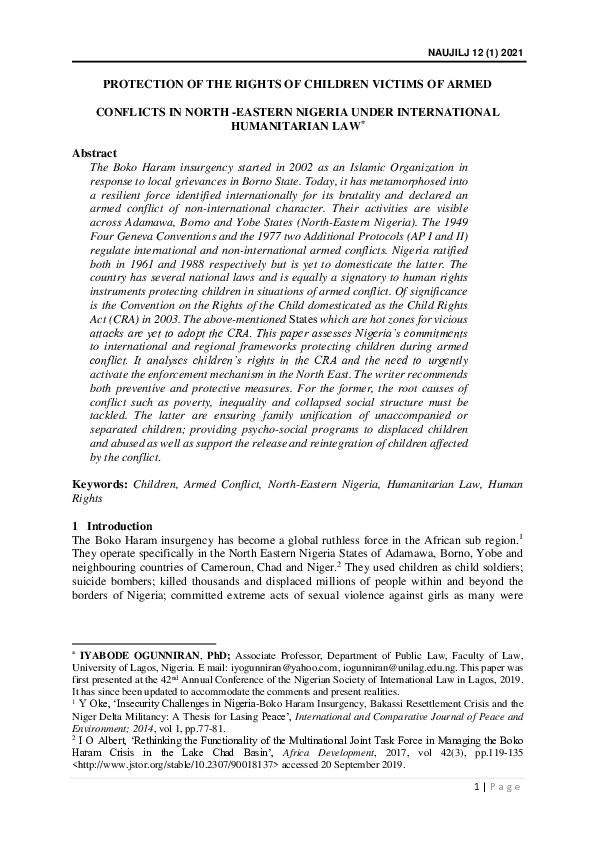 (PDF) Protection of the Rights of Children Victims of Armed Conflicts ...