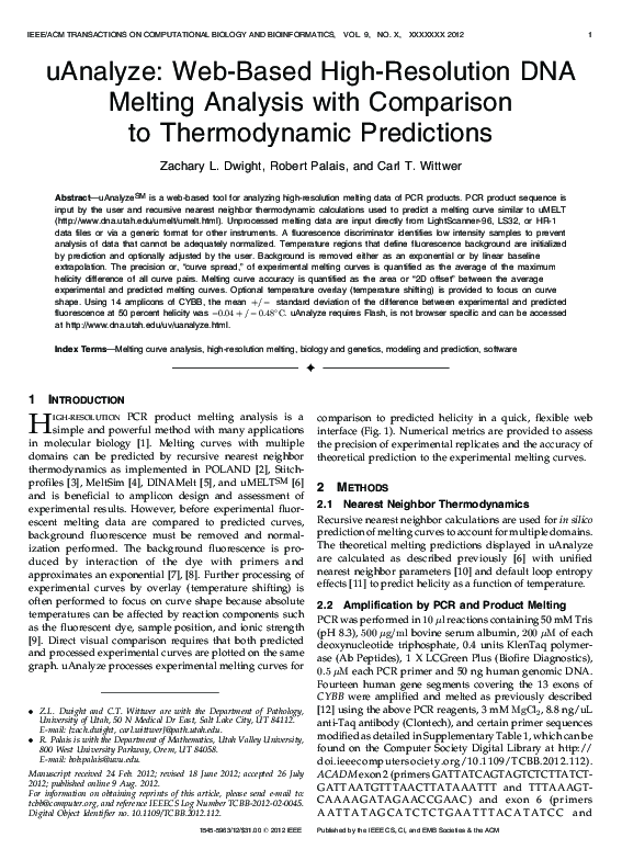 (PDF) uAnalyze: Web-Based High-Resolution DNA Melting Analysis with ...