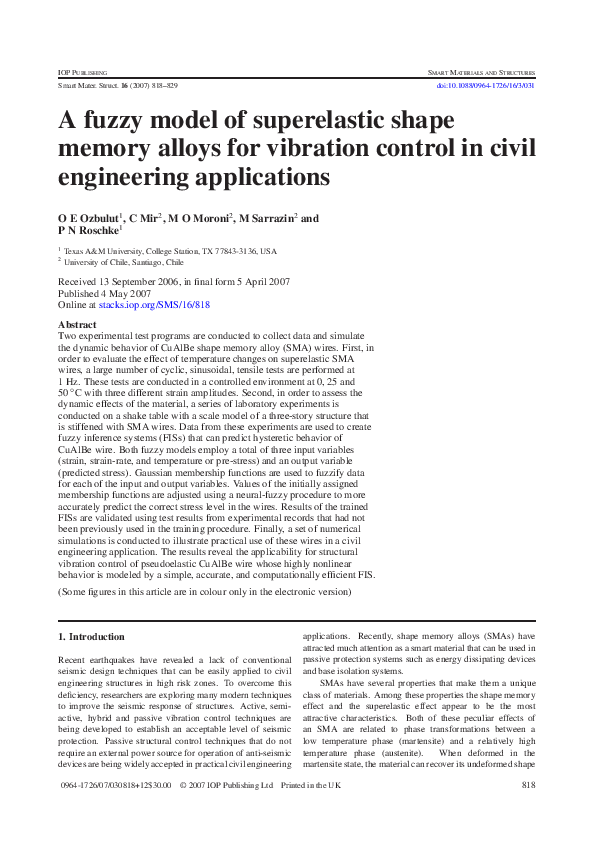 (PDF) A fuzzy model of superelastic shape memory alloys for vibration ...