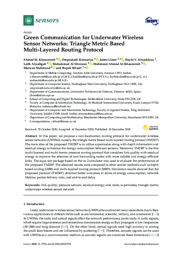 (PDF) Green Communication for Underwater Wireless Sensor Networks ...