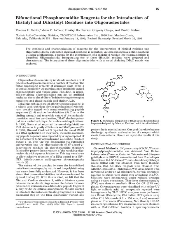 (PDF) Bifunctional Phosphoramidite Reagents for the Introduction of ...