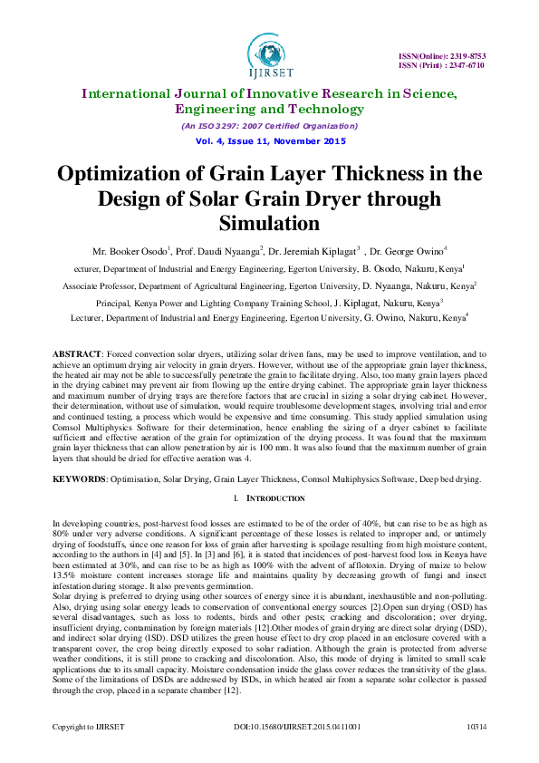 (PDF) Optimization of Grain Layer Thickness in the Design of Solar ...