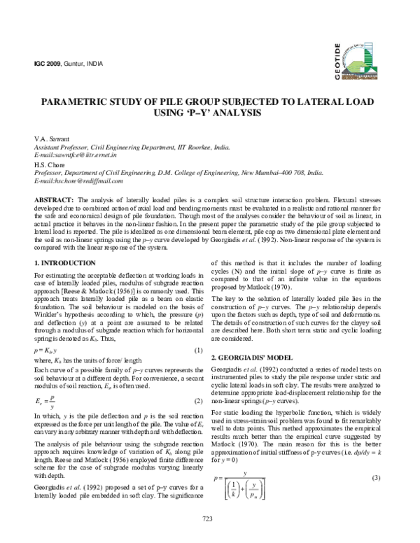 (PDF) Parametric Study of Pile Group Subjected to Lateral Load Using ‘P ...