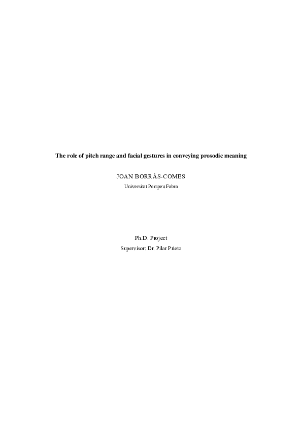 (PDF) The role of pitch range and facial gestures in conveying prosodic ...
