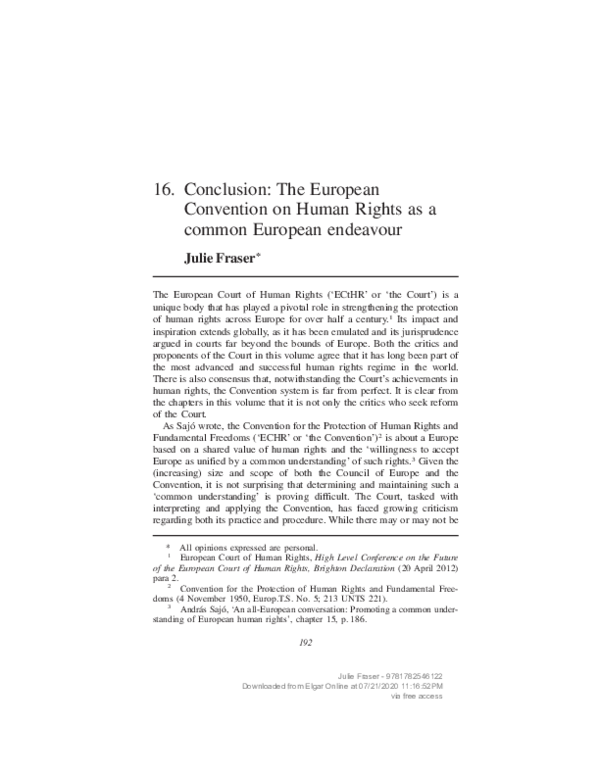 (PDF) Conclusion: The European Convention on Human Rights as a common ...